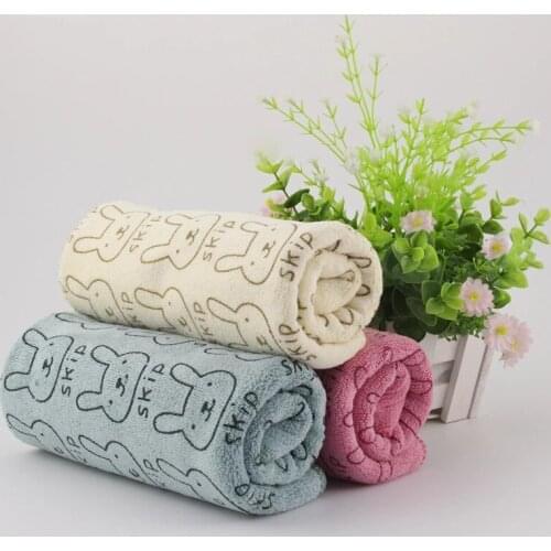 Zhangji 3PC 35*75cm Soft Absorbent Microfiber Fabric Towel Lovely Rabbit Pattern Multipurpose Fitness Sweatable Bathroom Towels