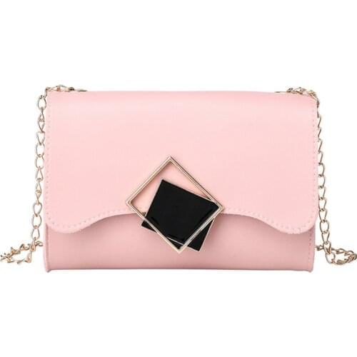 Women Square Buckle Shoulder Bag Chain Fashion Small Square Bag Women Crossbody Messenger Purse Packet Handbag