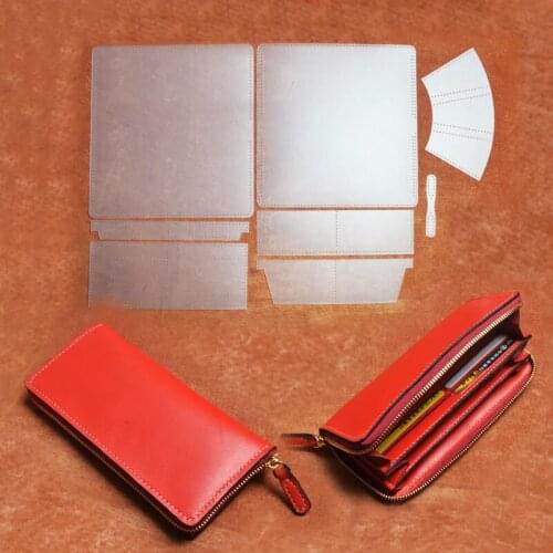 1 Set Durable Sewing Pattern Pvc Template DIY Three Women Leather Zipper Wallet Handmade Leather Craft Accessories