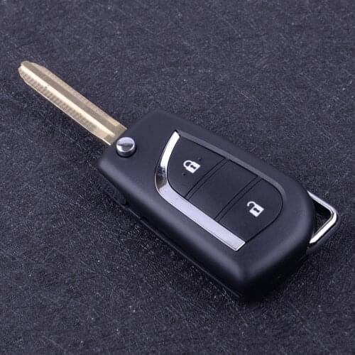 1Pc Black 2 Buttons Flip Folding Remote Key Case Shell Fob Cover Fit For Toyota Scion TC iQ Yaris 2014-2015