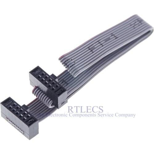 10pcs 10 Pin 1.27 mm Pitch 2x5 Position IDC Socket Extension Flat Ribbon Cable for ISP JTAG Download Pin to Pin Same Direction