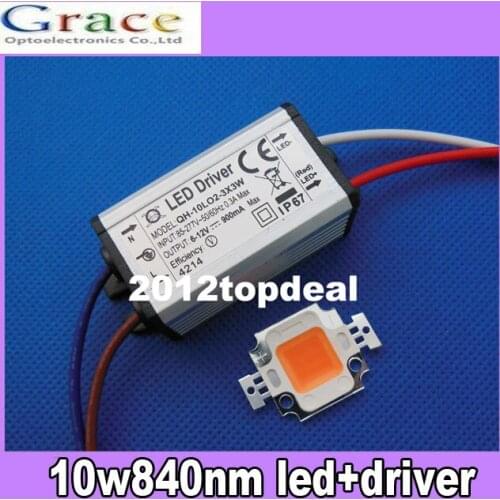 10W LED Waterproof Driver Supply + 10w full spectrum led grow chip 380-840nm