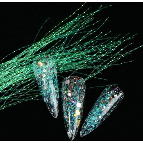 100pcs/Box CLUBBING Fluorescent Flashing STRING Glowing Dazzling FILAMENT Nail Decals 20g REFLECTIVE EYECATCH Nail Glitter PH117