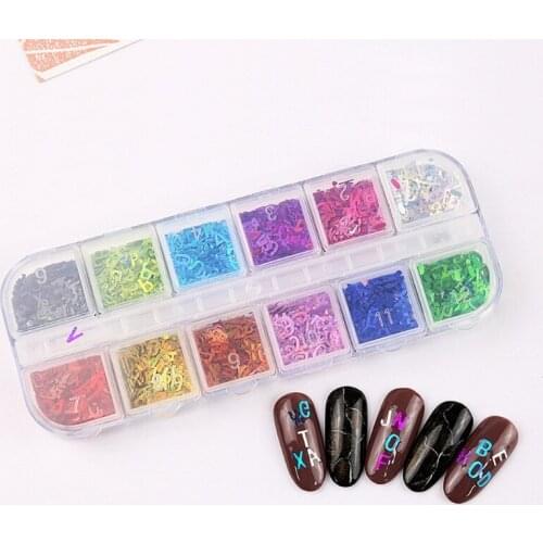12 Colors Alphabet Holographic Laser- 26 English Letters Mixed Chunky Glitter Epoxy Resin Festival Chunky Letters Sequin