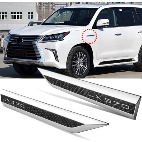2pcs/Set For Lexus LX570 Side Fender Rear Trunk Emblem Logo Decoration 3D Stereo Blade Trim Sticker ABS Auto Accessories
