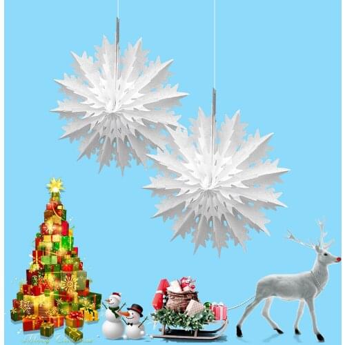 2pcs Christmas Hollow Snowflake Creative Pendant Party Decoration Double-decker Snowflake