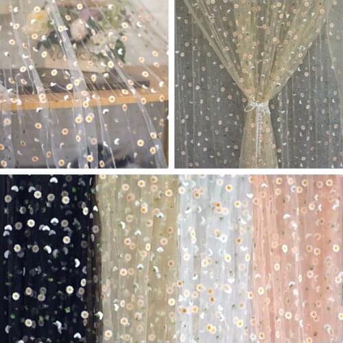 2yards Daisy Floral Embroidery French Net Lace Fabric High Quality African Tulle Mesh Lace Fabric DIY Clothing Curtain Material