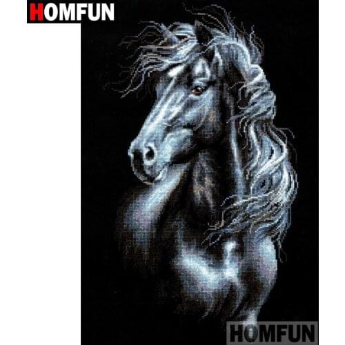 HOMFUN 5D DIY Diamond Painting Full Square/Round Drill "Animal horse" 3D Embroidery Cross Stitch gift Home Decor A01910