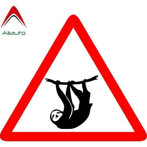 Aliauto Creative Warning Car Sticker Hanging Sloth Decor PVC Decal Waterproof for Peugeot 208 Kia Sportage 3 Wrangler,14cm*12cm