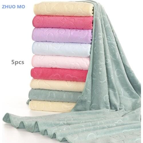 5Pcs Bath Towel 70*140cm Microfiber Cute plain embossed cartoon children adult Bath Towel Bathroom Home textile towel
