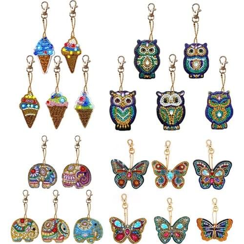 5pcs DIY Diamond Painting Keychain Full Drill Love Bag Hanging Ornaments Special Shaped Diamond Embroidery Cross Stitch