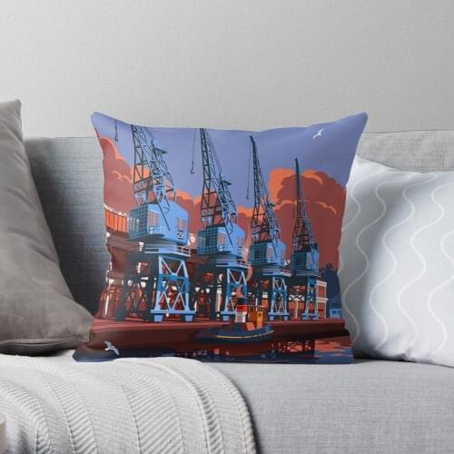 Bristol Waterfront Throw Pillow Cushion Cover Polyester throw pillows case on sofa home living room car seat decor 45x45cm