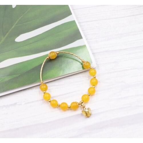 Natural Stone Jades Beads Bracelet for Girl Jewelry Round Wrist Bracelets Boho Wrap Bangles Women Best Friend Gifts 7.5" B323