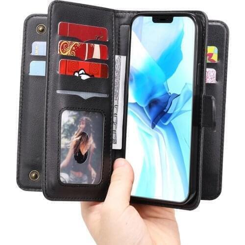 Flip Wallet Case For Samsung Galaxy S9 S10 S20 S10E Note 10 20 Plus Ultra Lite Leather Cover 10 Cards Strap Holder Phone Coque