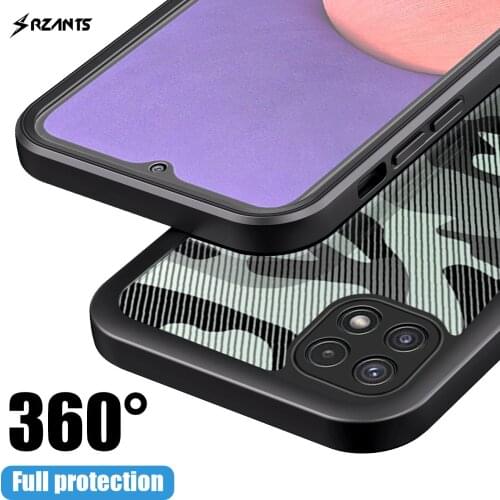 Rzants For Samsung Galaxy A22 5G 4G Case [360 Full Body] Camouflage Bettle Clear Cover WITHOUT Built in Screen Protector Casing