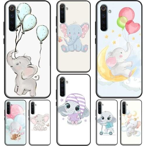 Cute Baby Elephant Case For Realme 6 7 8 Pro Q3 GT Neo C21 C15 C3 Funda For OnePlus 8 Pro 9 Pro Nord 7T 8T 9R