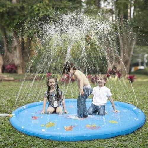 Kids Sprinkler Play Pad Mat Outdoor Lawn Beach Sea Animal Inflatable Water Spray Water Games Beach Mat Cushion Activity Toys