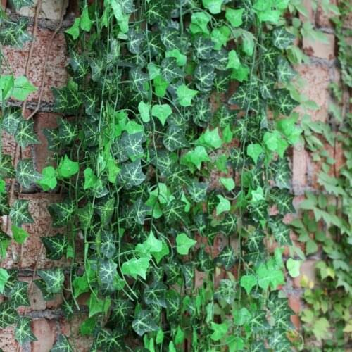 Length of 250 cm Artificial Silk Simulation Climbing Vines Green Leaf Ivy Rattan for Home Decor Bar Restaurant Decoration