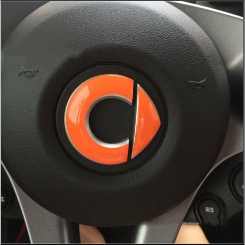 For Smart 453 fortwo forfour 2009-2019 Car Stickers Steering Wheel Logo Emblem Badge Sticker 3D Creative Stickers