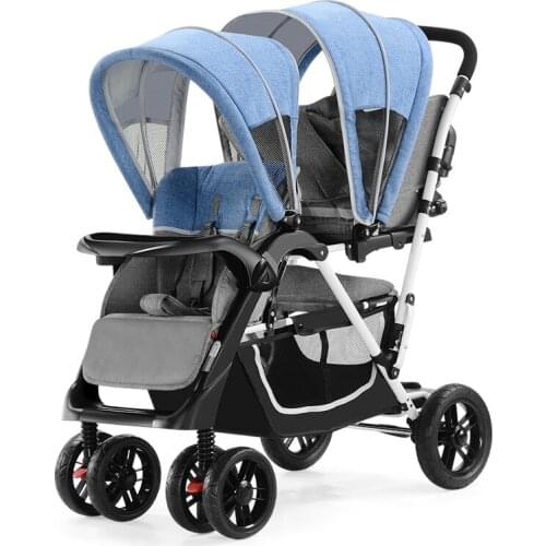 Double Baby Stroller Twins Baby Stroller Lie Flat Folding Newborn Carriage Trolley double umbrella car Travel Pram