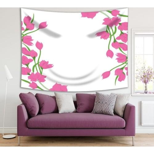 Tapestry Pink Flowers Roses Branches Party Wedding Celebration Classic Decoration Floral Artwork Print