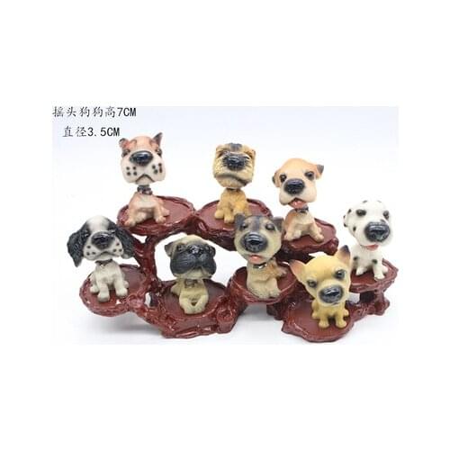 RESIN 7CM HEIGHT H 8 FAMOUS RESIN DOG PUPPY + DISPLAY FRAME STATUES HOME WEDDING DECORATION CREATIVE ANIMAL ORNAMENT DOLLS