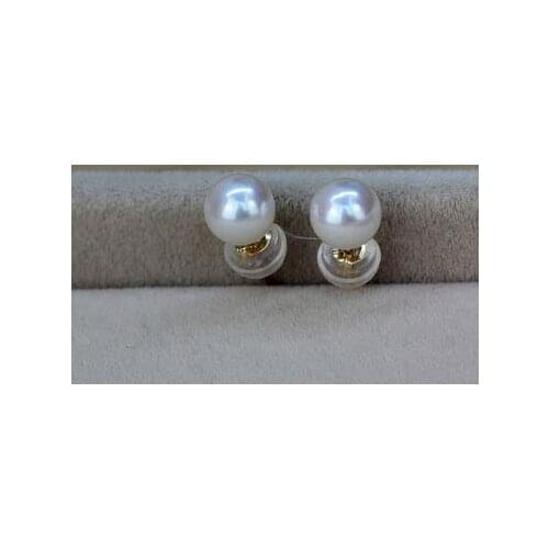 Beautiful a pair 11-12 mm AAA south sea white round pearl stud earrings 14