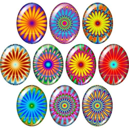 Colorful Beauty Flower patterns 10pcs 13x18mm/18x25mm/30x40mm mixed Oval photo glass cabochon demo flat back Jewelry findings