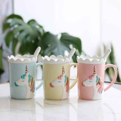 Unicorn Mug Rainbow Horse Unicorn Mugs Cup Cuteness 3D Unicorn Ceramic Coffee Mug Gold Stereo Cute Unicorn Cups