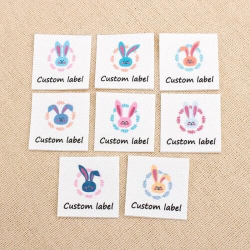 96 Custom Iron Labels, Clothing Labels Made, Logo or Text, rabbit，personalized name tags for children, iron on (TB0078)