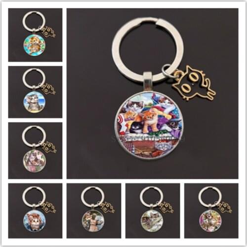 Cute Naughty Cat Girl Keychain I Love My Cat Key Holder Lovely Little Kitten Key Chain Ring Jewelry for Lovely Women