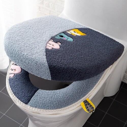 Bathroom Toilet Seat Cover Set Soft Thicker Warm Plush Toilet Seat Mat Lid Cover Winter Pad Home Decoration Bidet Cushion 2pcs