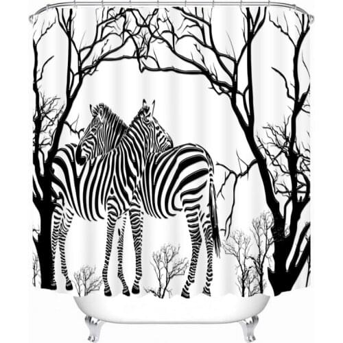 Cartoon Zebra Lover 3d Shower Curtains Animal Pattern Bathroom Curtain Waterproof Thickened Bath Curtain Customizable