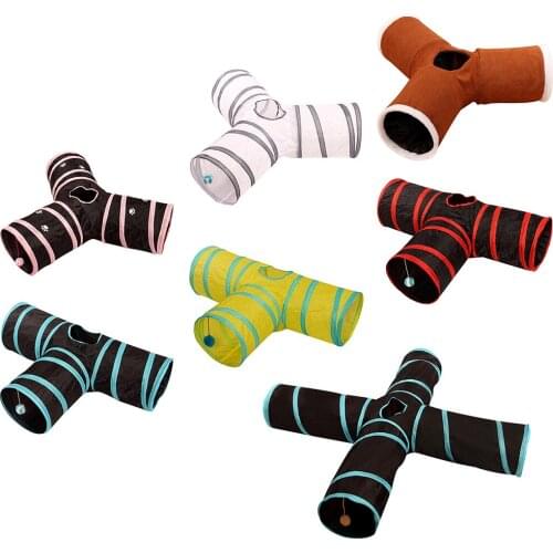 Pet Cat Tunnel Toys 3/4/5 Holes Foldable Pet Cat Kitty Training Interactive Fun Toy For Cats Rabbit Animal Play Tunnel Tubes