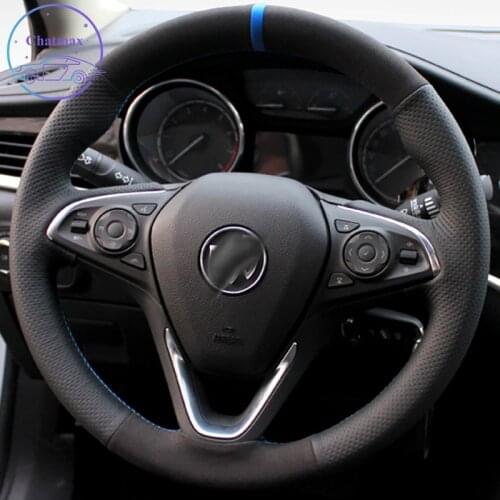 Customize DIY Hand-stitched Car Steering Wheel Cover Black Carbon Fiber Suede Leather for Buick Regal GS Opel Astra 2015-2020