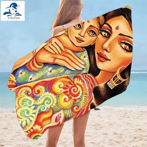 PHAYON Surf Poncho Bath Towel Bathroom Mother Son Microfiber Beach Towel for Adult Shower Towel 75x150cm Large Swimming Towel