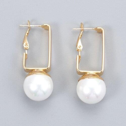 Minar Temperament Simulation Pearl Clip Earrings for Women Ladies Minimalist Korean Fashion Earring Wedding Gifts Jewellery