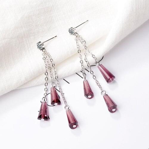 2021 Brand New Fashion Rhinestone Crystal Drop Earring Statement Dangle Long Tassel Plata Color Earrings Pendientes