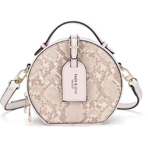 Woman Circle Handbag PU Material Lady Tote Bag Wholesale Fashion Trend Elegant Bags Metal Strap Round Bag For Woman