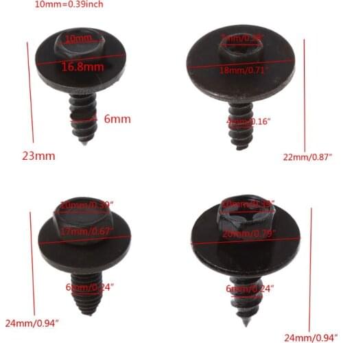 10PCS Universal Hex Screws Self Tapping Tapper Screw for Various Car Vehicle Kit Q9QD
