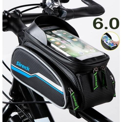 Sireck Road Bike Bicycle Bags Reflective Waterproof Cycling Top Front Tube Frame Bags 6.0 inch Touch Screen Phone Case