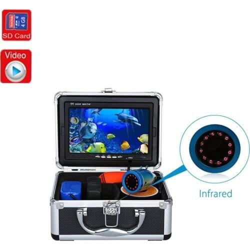 15m 30m 50m video recording DVR fishing camera 12pcs IR Light 1000tvl underwater ice Uderwater Camera Fish Finder