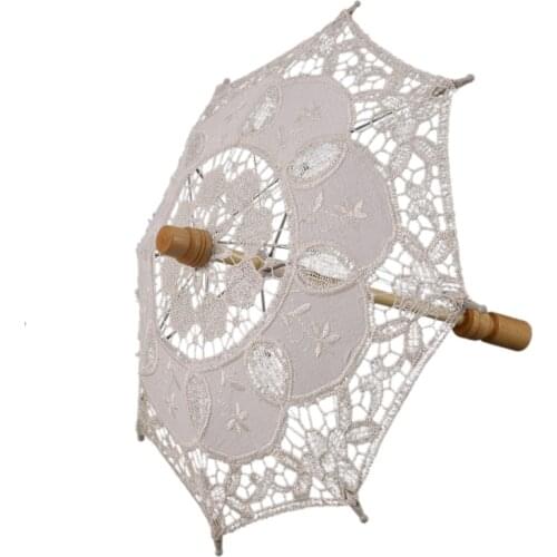 12 Inch Mini Vintage Wood Embroidery Cotton Lace Parasol Umbrella Wedding Umbrella So Small for Wedding Gift Photo Props Kids Gi