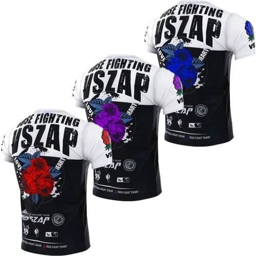 VSZAP MMA T Shirt Mens Rashguard Jiu Jitsu Bjj T Shirt Fitness Muay Thai Boxing Sport Sweater Mma Rashguard Boxing Jersey