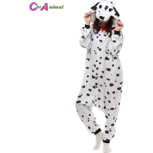 Adults Polar Fleece Kigurumi Dalmatian Dog Costume Animal Onesies Pajamas Halloween Carnival Masquerade Party Jumpsuit Clothing