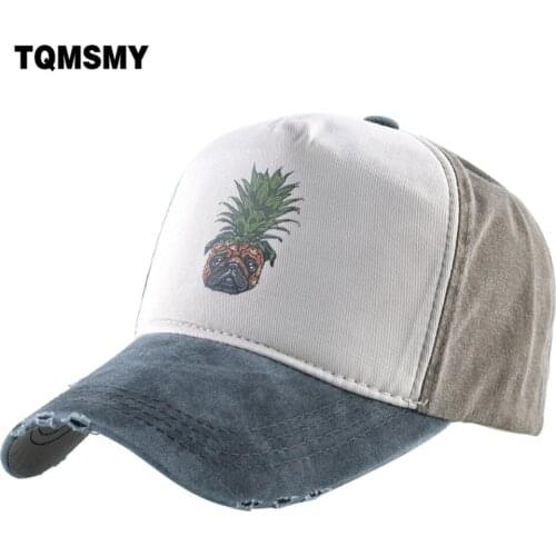 TQMSMY Funny Pineapple and Dog Head Mens Baseball Cap Womens Fresh Fruit Hipster Hat Women Dad Hat Baseball Hats Men Cap TMA24