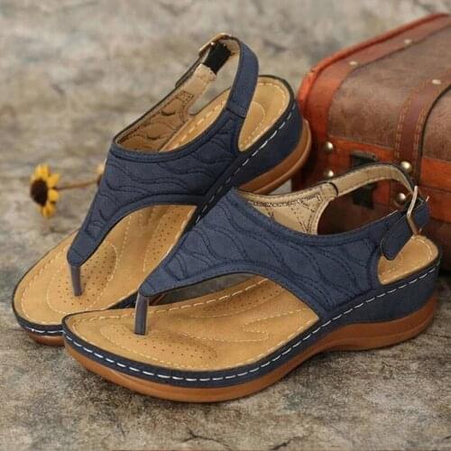 2021 New Summer Sandalias Mujer Clip Toe Wedges Shoes For Women Sandals Beach Casual Heels Sandals Platform Women Flip Flops