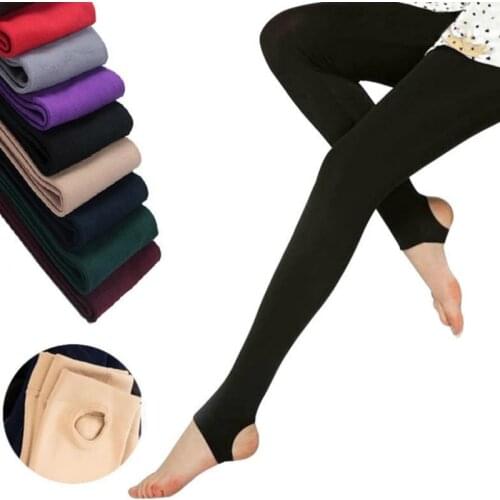 2021 Autumn Winter Woman Thick Warm Leggings Candy Color Brushed Charcoal Stretch Fleece Pant Trample Feet Legging Comfort