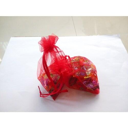 100pcs 15*20 Red gift bags for jewelry/wedding/christmas/birthday Organza Bags with handles Packaging Yarn bag