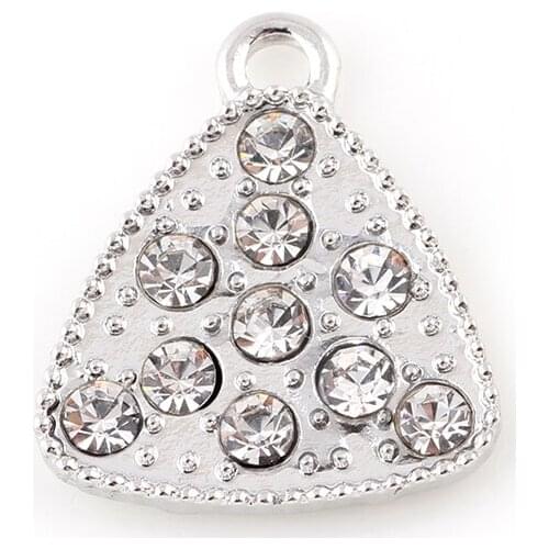 20Pcs/lot Free Shipping Silver Plated Rhinestone Charm Pendant For Bracelet Making Ornaments